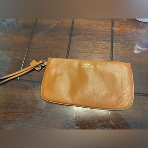 Coach Brown Tan Leather Wristlet